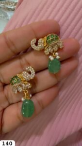 Royal Elephant Green Stone Earrings